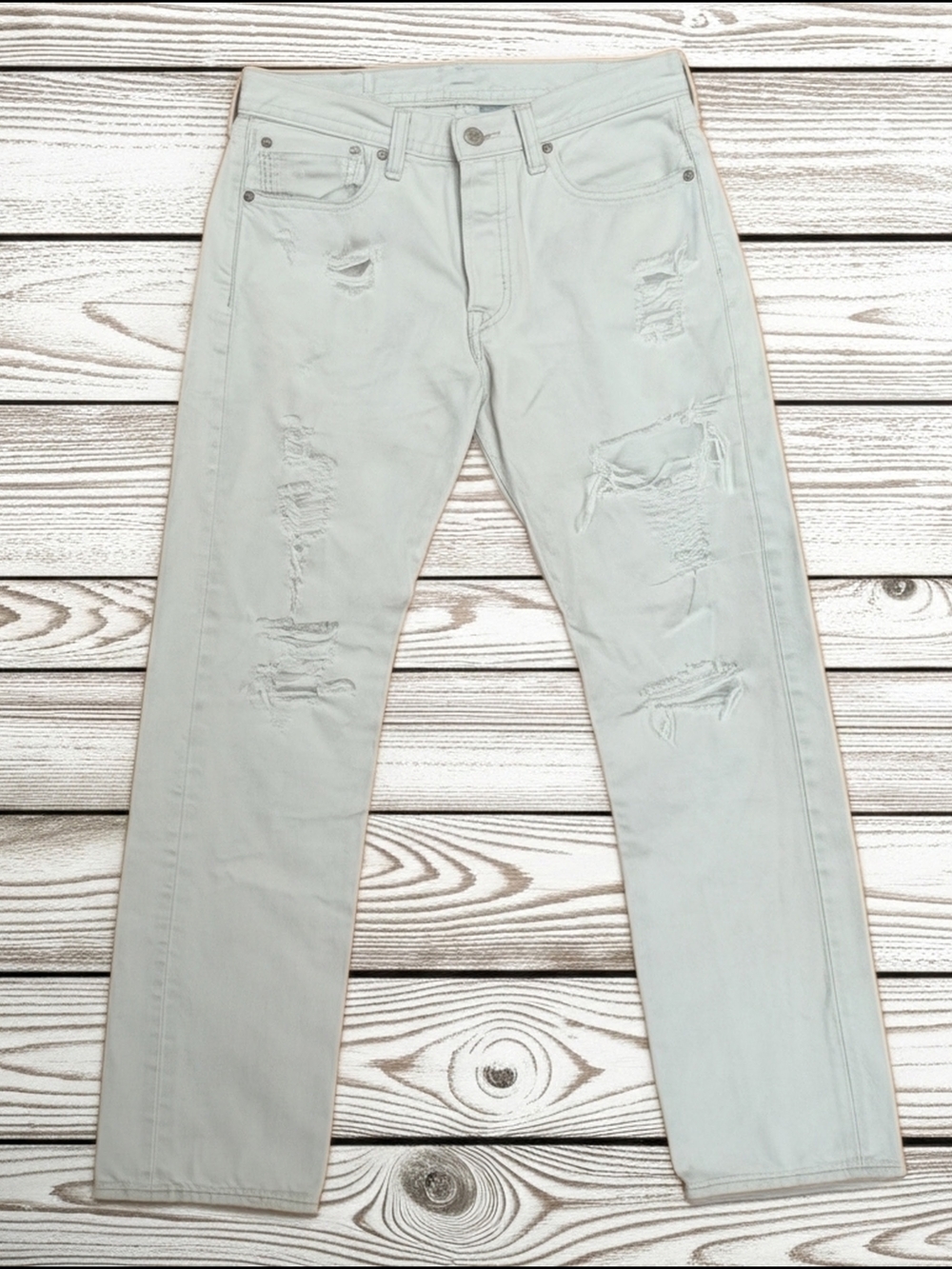 Levi's 501 Jeans Men's 31x30 White Straight Original Fit Distressed